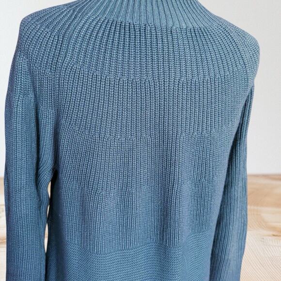 J Jill Sage Green Tunic Sweater Sz L ribbed Knit A Line Lagenlook Wool Blend - Picture 6 of 8